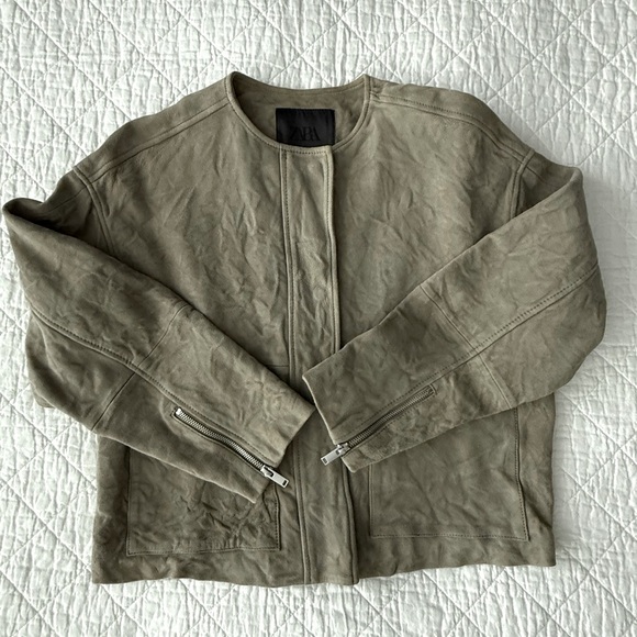 NWOT Zara ZW Collection 100% Suede Leather Jacket - Picture 7 of 12